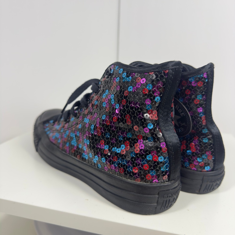 Converse Chuck Taylor All Star Hi Sequins Womens 8 Black Blue Cherry Red Bling - Picture 10 of 16